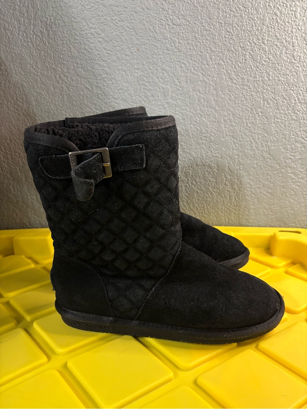 Women’s BearPaw Quilted Mid-Calf Furry Boot